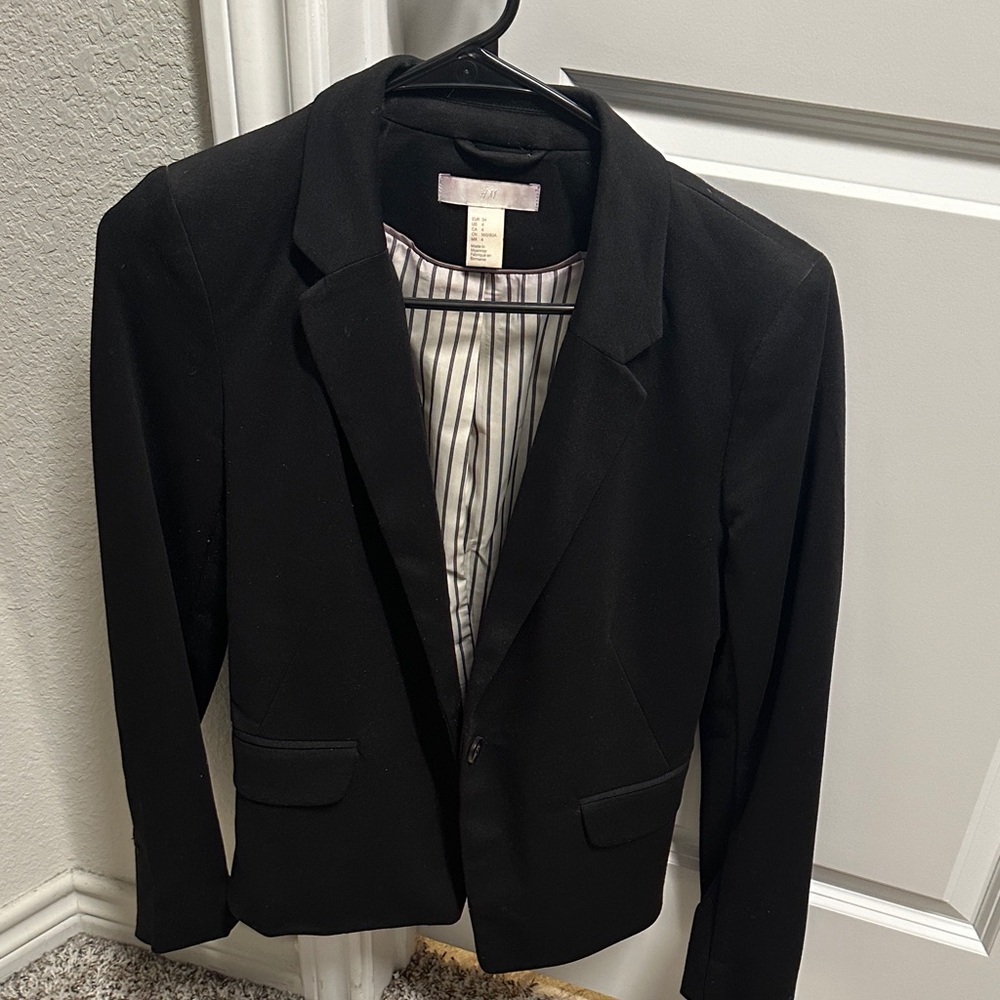 H&M Black Blazer with Striped Lining